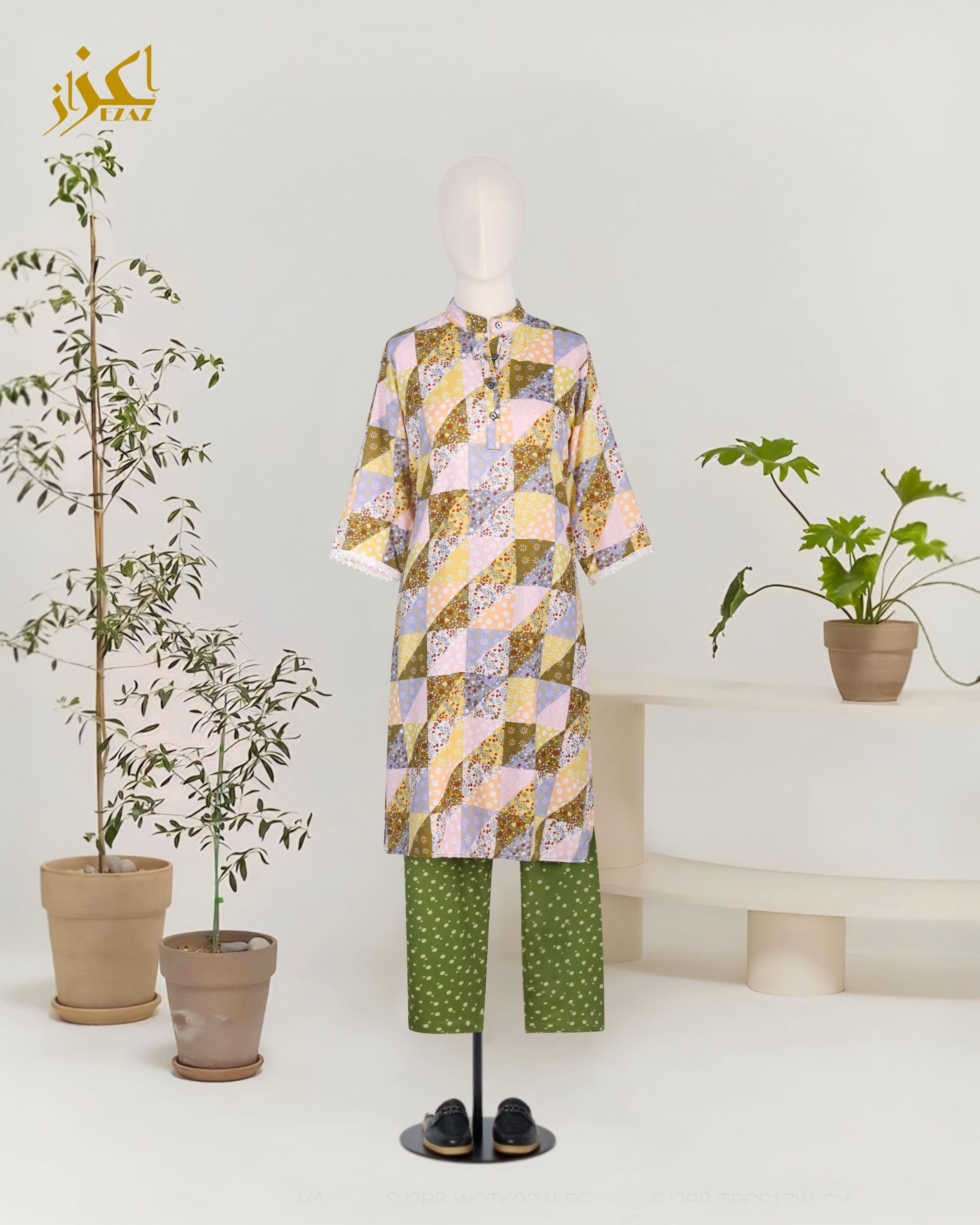 Two Piece Set  (Cotton)(Olive Green)