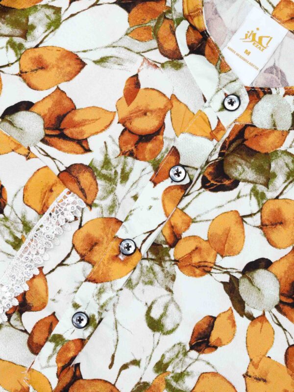 Two Piece Set (Cotton) (Orange Leaf Pattern) - Image 2