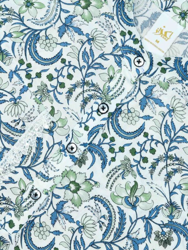 Two Piece Set (Cotton) (Blue Green Floral) - Image 2
