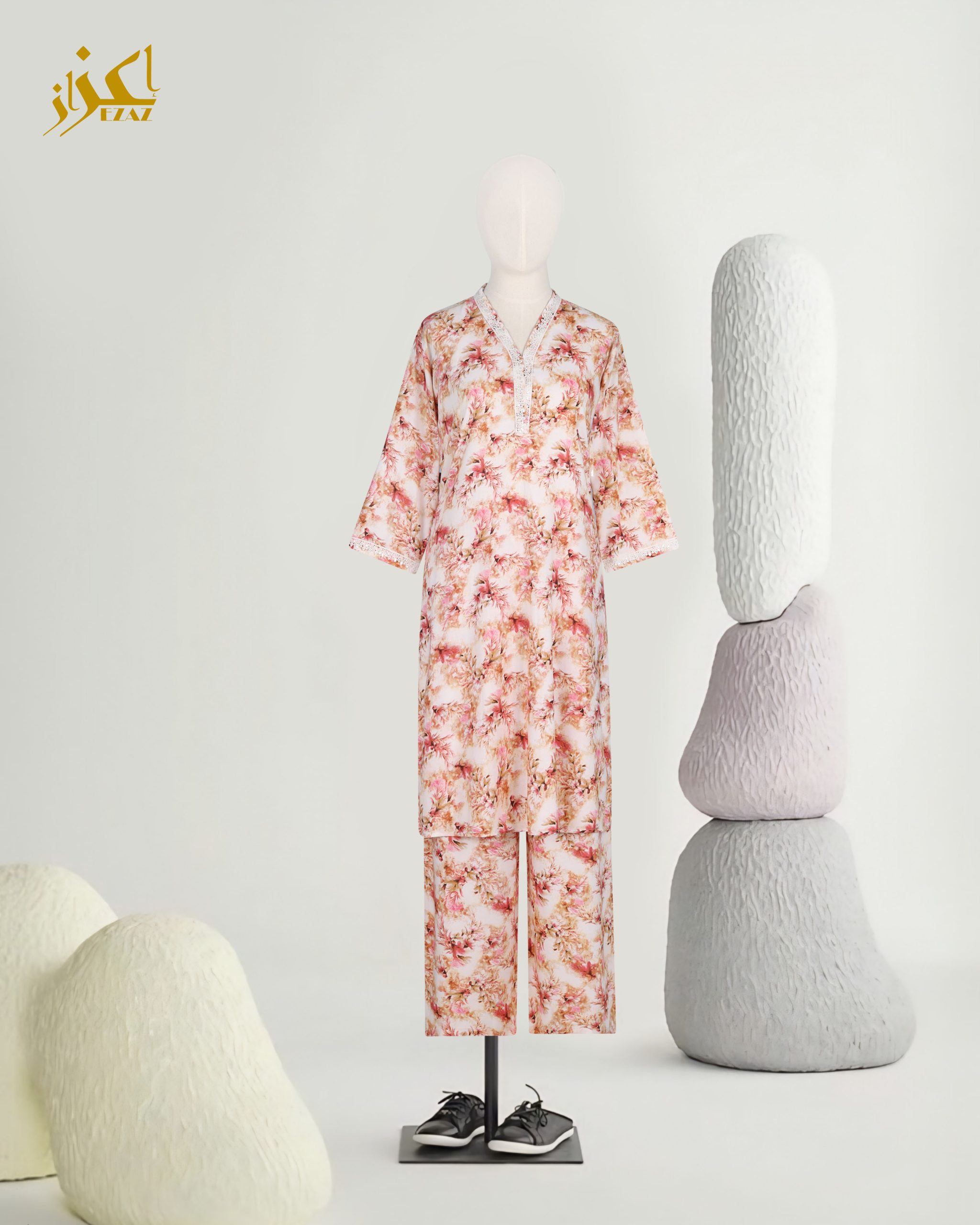 Two Piece Set (Cotton) (Blush Flora)
