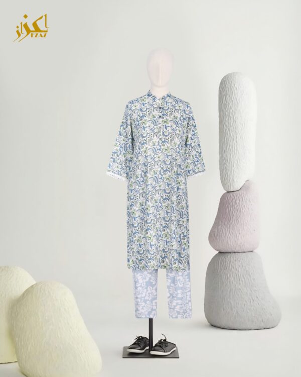 Two Piece Set (Cotton) (Blue Green Floral)